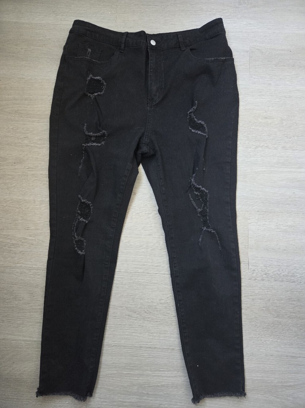 High-Rise Black Distressed Skinny Jeans for Women SHEN